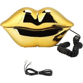 Pusokei Novelty Lips Telephone Landline Home for Home ، Red Mouth Telephone Wired Sexy Lip Phone Gail