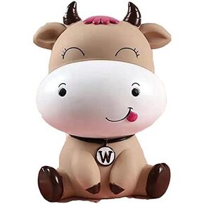 Piggy Bank Large Cow for Boys Girls Coin Bank for Boys Girls Kids Cute Cow Piggy Bank Big Eyes for Children's Birthday Gifts (Brown)