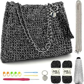 Herally Beginners Crochet Kit DIY Bag for Women - Include Yarn, Hook and Accessory - with Step by Step Video Tutorials