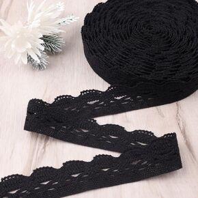Idongcai Cotton Crochet Lace Ribbon for Crafts-Sewing Lace Trims-Crochet Lace Ribbon لخياطة 1.1 '' 15 ياردة (Beige)