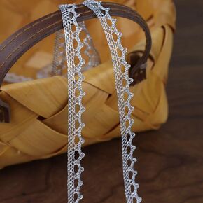 Idongcai Metallic Lace Ribbon Sewing Lace Trim Trim Trim الزفاف الزفاف مركبة (Silver)