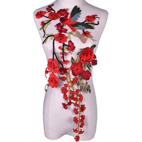 1PAIR Rose Flower Plowerery Patches Patches Standser for Gloods Venise Floral Progroided Chickerique Trim Trim Trim (Red F)