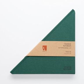 Triangle Notebook - Fabric Hardcover Notebook - Unique Design (Dark Green - Ivory Paper)