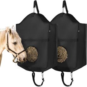 2 PCS Hay Feeder Bag ، أكياس قش 1000D المعززة للخيول ، وتغذية القش الماعز ذات السعة الكبيرة ، وحقيبة التبن البطيء للخدمة الغامضة للأغنام ، والمهر ، والحمير مع مقاطع معدنية قوية وأشرطة قابلة للتعديل