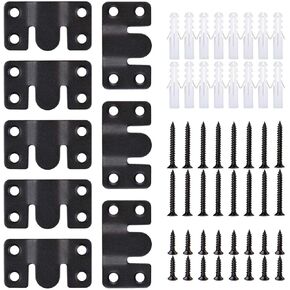 4 Pairs Interlocking Flush Mount Bracket Picture Hanging Bracket Wall Mounting Hardware Stainless Steel Photo Frame Hook Heavy Duty Z Clip Bracket Large Picture Hanger Buckle Black Furniture Connector