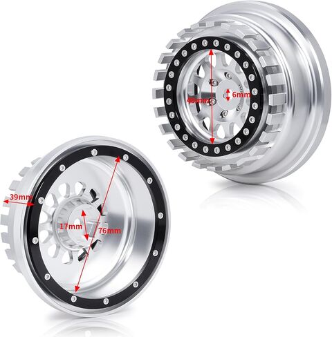 عجلات Que-T Aluminium Beadlock لـ 1/7 محاور عجلات UDR غير محدودة غير محدودة ، بدلة للإطارات 101063-00 فقط ، حزمة 1 (Silver & Black) in Saudi Arabia