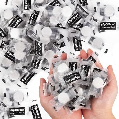 BigOtters 200PCS Compressed Towels, Coin Tissues Camping Wipes Toilet Paper Tablets Portable Towels for Home Beauty and Outdoors Hiking in Kuwait