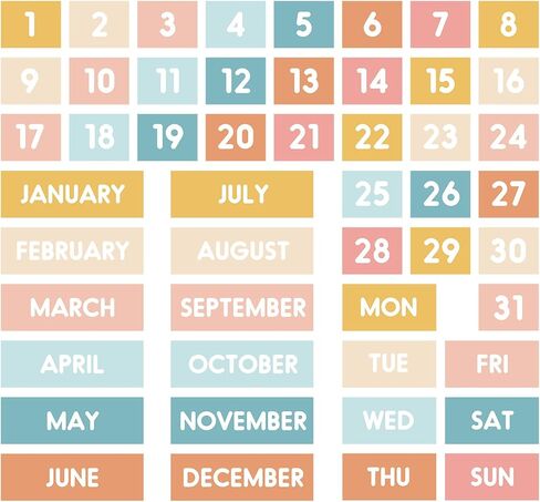 50Pcs Boho Magnetic Fridge Calendar Months Days of The Week Number Magnets Date Indicators for Home Office Classroom Whiteboard Refrigerator Supplies in Saudi Arabia