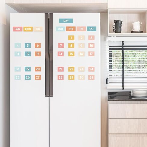 50Pcs Boho Magnetic Fridge Calendar Months Days of The Week Number Magnets Date Indicators for Home Office Classroom Whiteboard Refrigerator Supplies in Saudi Arabia