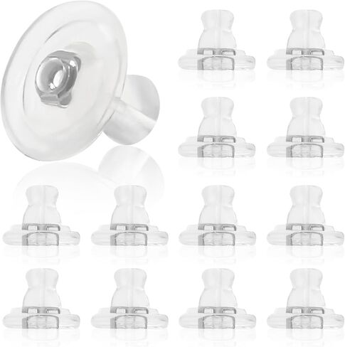 16 Pcs Silicone Earring Backs with 18K Gold Locking Design - Ideal for Heavy Earrings and Droopy Studs, Hypoallergenic Soft Clear Backs for Men and Women - Gold in Saudi Arabia