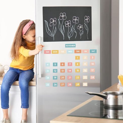 50Pcs Boho Magnetic Fridge Calendar Months Days of The Week Number Magnets Date Indicators for Home Office Classroom Whiteboard Refrigerator Supplies in Saudi Arabia