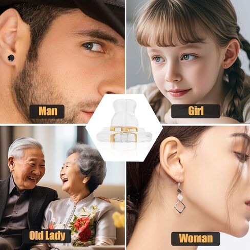 16 Pcs Silicone Earring Backs with 18K Gold Locking Design - Ideal for Heavy Earrings and Droopy Studs, Hypoallergenic Soft Clear Backs for Men and Women - Gold in Saudi Arabia
