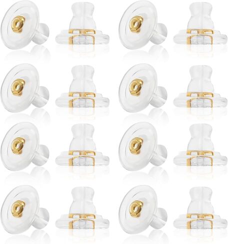 16 Pcs Silicone Earring Backs with 18K Gold Locking Design - Ideal for Heavy Earrings and Droopy Studs, Hypoallergenic Soft Clear Backs for Men and Women - Gold in Saudi Arabia
