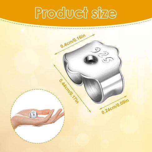 Earring Backs,8 Pairs 925 Sterling Silver Earring Backs for Droopy Ears,Adjustable Hypoallergenic (Silver) in Kuwait
