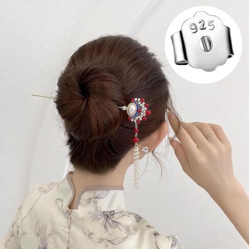 Earring Backs,8 Pairs 925 Sterling Silver Earring Backs for Droopy Ears,Adjustable Hypoallergenic (Silver) in Kuwait