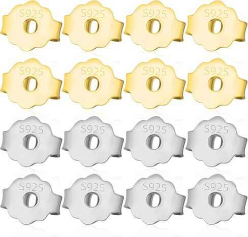 Earring Backs,8 Pairs 925 Sterling Silver Earring Backs for Droopy Ears,Adjustable Hypoallergenic (Silver) in Kuwait