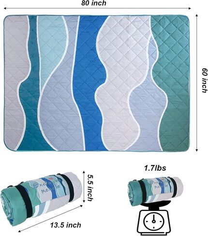 Exclusivo Mezcla Extra Large Waterproof Picnic Blankets 3 Layer, Sandproof and Foldable Outdoor Blanket for Beach Camping, Park and Travel, 60x80 Inch in Kuwait