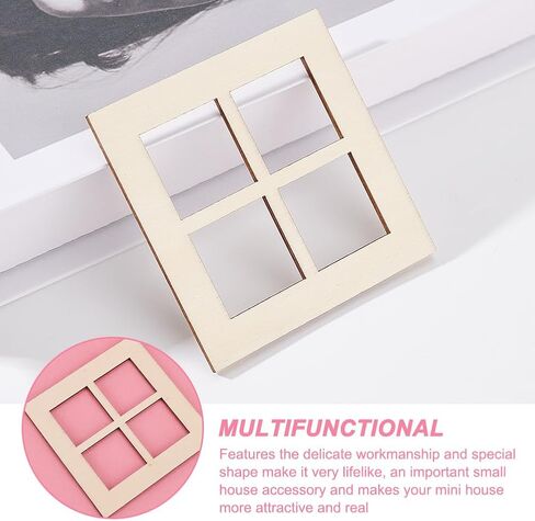 OLYCRAFT 20 Pcs Wooden Miniature Window Square Miniature Window Frame Mini Window Garden Ornaments Mini Furniture Window Frame for Miniatur Houses Decoration Furniture Acessories 2.8x2.8 inch in Saudi Arabia
