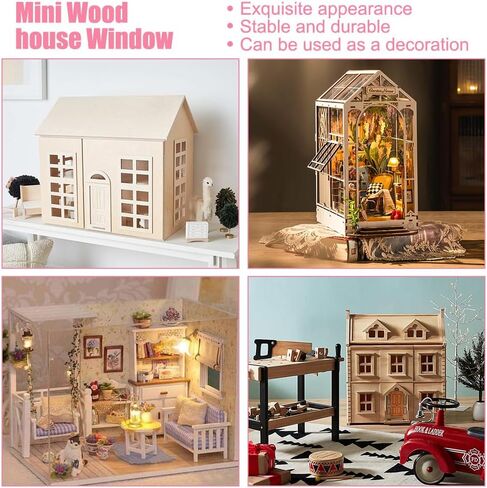 OLYCRAFT 20 Pcs Wooden Miniature Window Square Miniature Window Frame Mini Window Garden Ornaments Mini Furniture Window Frame for Miniatur Houses Decoration Furniture Acessories 2.8x2.8 inch in Saudi Arabia
