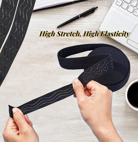 Elastic Band for Sewing, 9 Yard 1 Inch Wide Non-Slip Black Elastic Band Silicone Gripper Tape Wig Band Edge Band Elastic Spool Sewing Band for Waistbands Pants Clothes & Lace Front Wigs in Saudi Arabia