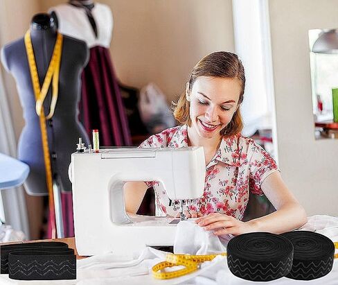 Elastic Band for Sewing, 9 Yard 1 Inch Wide Non-Slip Black Elastic Band Silicone Gripper Tape Wig Band Edge Band Elastic Spool Sewing Band for Waistbands Pants Clothes & Lace Front Wigs in Saudi Arabia