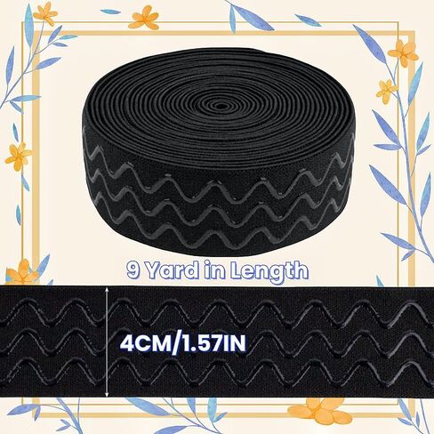 شريط مرن للخياطة ، 9 ياردة 1 بوصة عريضة غير قابلة للانزلاق السوداء مرنة السيليكون القابضة الشريط البسكاني حافة حافة النطاق مرنة التخزين in Kuwait