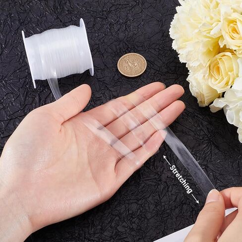 GORGECRAFT 44 Yards Clear Elastic Strap Roll 4mm Wide Lightweight Transparent Invisible Stretchy Bra Strap Band for DIY Shoulder Bra Lingerie Dance Swimwear Sportswear Cloth Sewing Project in Kuwait