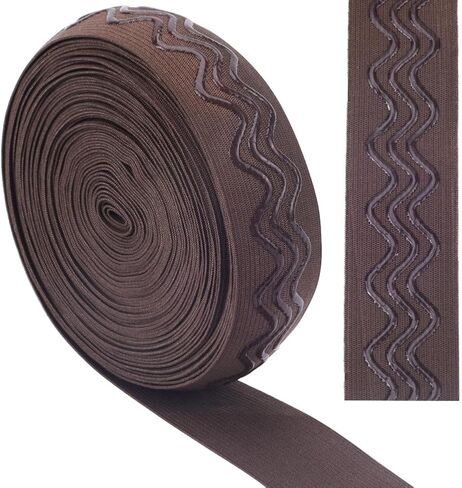 GORGECRAFT 10 Yards 28mm Wide Non-Slip Elastic Ribbon Wave Silicone Elastic Gripper Band Tape Stretch Rubbers Elastic Straps Belt Waistband for DIY Garment Sewing Crafts Sports Shorts, Coconut Brown in Kuwait