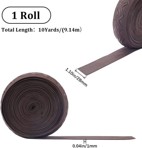 GORGECRAFT 10 Yards 28mm Wide Non-Slip Elastic Ribbon Wave Silicone Elastic Gripper Band Tape Stretch Rubbers Elastic Straps Belt Waistband for DIY Garment Sewing Crafts Sports Shorts, Coconut Brown in Kuwait