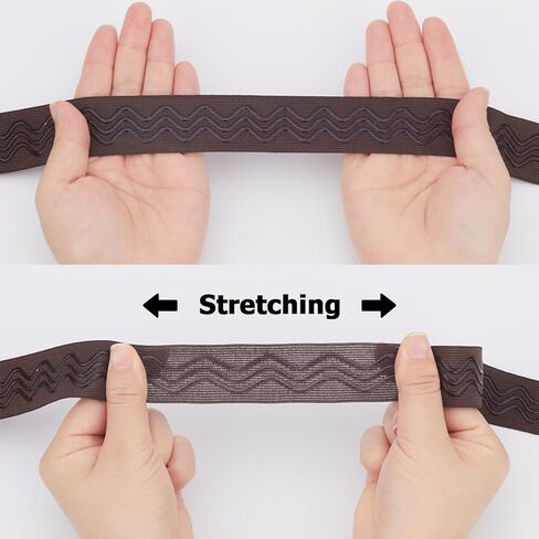GORGECRAFT 10 Yards 28mm Wide Non-Slip Elastic Ribbon Wave Silicone Elastic Gripper Band Tape Stretch Rubbers Elastic Straps Belt Waistband for DIY Garment Sewing Crafts Sports Shorts, Coconut Brown in Kuwait