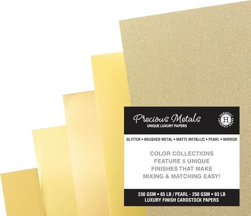 Shimmer Cardstock Paper 8.5 x 11- Assorted Glitter, Metallic, and Pearl Sheets for Crafts, Scrapbooking, Card Making - 20 Pack, 85lb Heavyweight, 230 GSM, Gold in Saudi Arabia