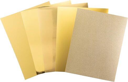 Shimmer Cardstock Paper 8.5 x 11- Assorted Glitter, Metallic, and Pearl Sheets for Crafts, Scrapbooking, Card Making - 20 Pack, 85lb Heavyweight, 230 GSM, Gold in Saudi Arabia