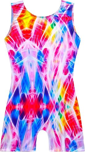 Leotard for Girls Gymnastics 8-9 Years Old Pink Purple Alpaca Wortkout Outfit One Piece Gym Leos with Shorts in Kuwait