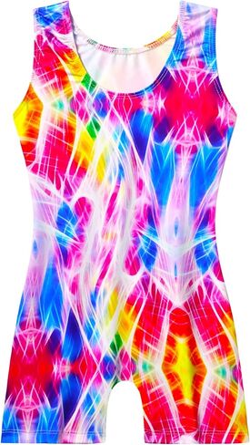 Leotard for Girls Gymnastics 8-9 Years Old Pink Purple Alpaca Wortkout Outfit One Piece Gym Leos with Shorts in Kuwait