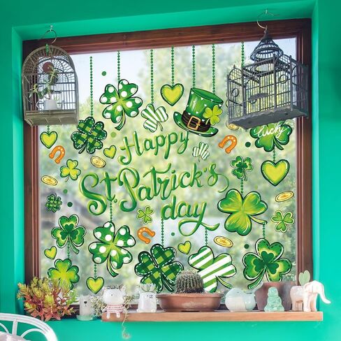 9 Sheets Patriotic Window Clings Happy 4th of July Window Stickers Double-Sided Star Heart Glass Decals for Independence Day Home Office Party Decor in Kuwait