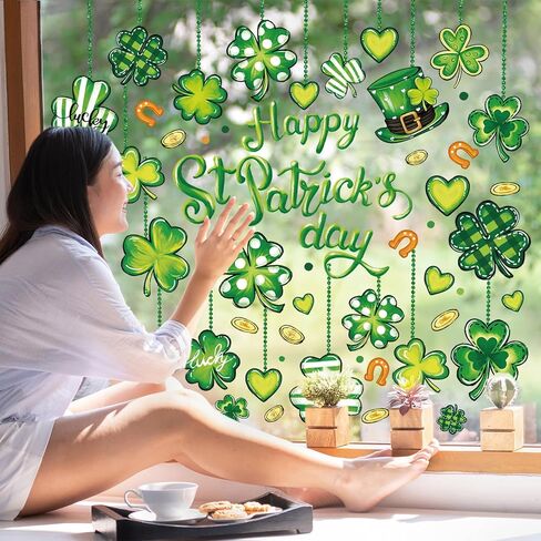 9 Sheets Patriotic Window Clings Happy 4th of July Window Stickers Double-Sided Star Heart Glass Decals for Independence Day Home Office Party Decor in Kuwait