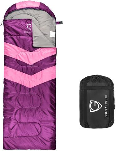 Gold Armour Sleeping Bags for Adults Cold Weather & Warm - Backpacking Camping Sleeping Bag for Kids 10-12, Girls, Boys - Lightweight Compact Camping Essentials Gear Accessories, Left Zipper in Saudi Arabia