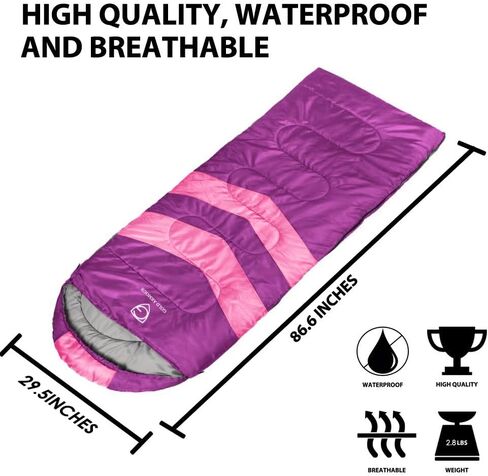 Gold Armour Sleeping Bags for Adults Cold Weather & Warm - Backpacking Camping Sleeping Bag for Kids 10-12, Girls, Boys - Lightweight Compact Camping Essentials Gear Accessories, Left Zipper in Saudi Arabia