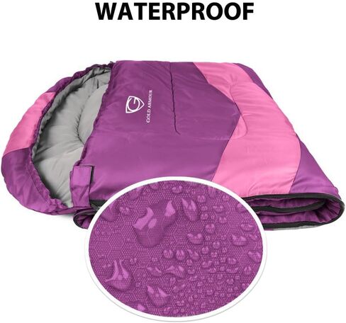 Gold Armour Sleeping Bags for Adults Cold Weather & Warm - Backpacking Camping Sleeping Bag for Kids 10-12, Girls, Boys - Lightweight Compact Camping Essentials Gear Accessories, Left Zipper in Saudi Arabia