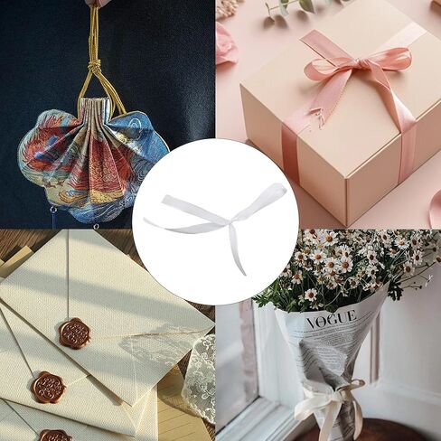 0.4Inch x 100 Yards Double Faced Ribbon, White Polyester Satin Ribbon for Wedding Favors, Floral Design, Sewing Projects, Holiday Decorations in Kuwait