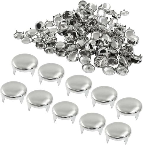 Moicstiy 200 Pcs 12mm Nailhead Round Dome Rivets, Metal Punk Rivets Spots Stud Spikes for DIY Leather, Clothing, Bag (Silver) in Kuwait