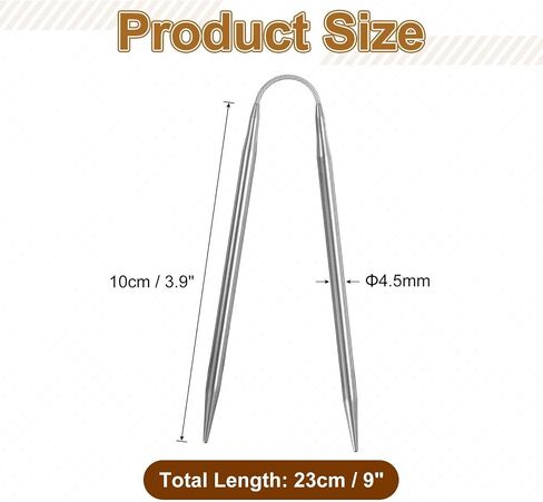 uxcell 3Pcs Size US 2.5 (3mm) Double-Pointed Flexible Knitting Needles 9 Inch(23cm) Stainless Steel Needle for Handmade Projects DIY Knitting in Kuwait