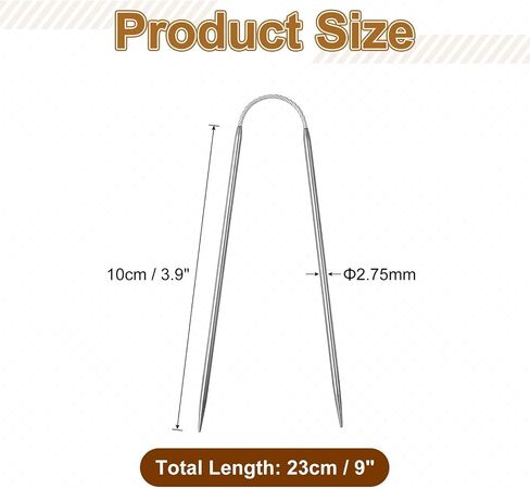 uxcell 3Pcs Size US 2.5 (3mm) Double-Pointed Flexible Knitting Needles 9 Inch(23cm) Stainless Steel Needle for Handmade Projects DIY Knitting in Kuwait