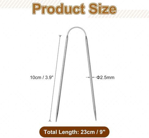 uxcell 3Pcs Size US 2.5 (3mm) Double-Pointed Flexible Knitting Needles 9 Inch(23cm) Stainless Steel Needle for Handmade Projects DIY Knitting in Kuwait
