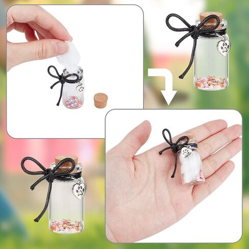 2pcs شعر الحيوانات الأليفة الزجاج التذكاري الزجاجية الأنبوب أتمنى زجاجة مع معلقات القلب وسدادة كورك سدادة الحيوانات الأليفة التذكارية التذكارية التذكارية للحيوانات الأليفة هدية تعاطف الزجاج القارورة للكلاب قطة الرماد in Kuwait