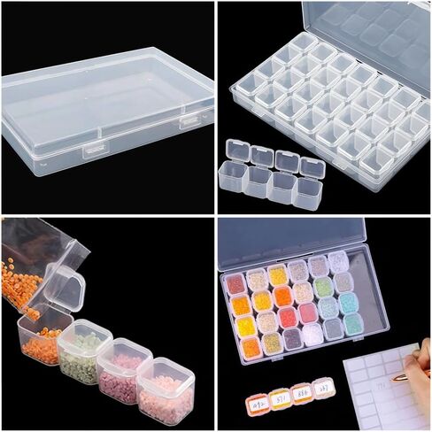 حاويات تخزين اللوحة الماس 28 شرفًا مع أدوات الطلاء الفنية الماس 5D ، قلم 6pcs Painmond Paint ، صواني الطلاء الماس 3pcs ، غراء الهلام 10 مساءً ، مجموعات الطلاء الماس للبالغين والأطفال in Kuwait