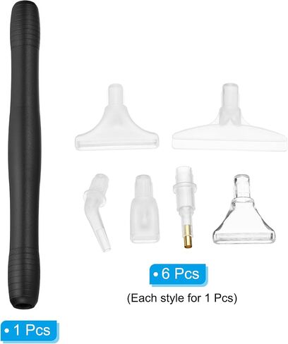 PATIKIL Diamond Painted Art Drill Pen Set, Diamond Art Drill Pen with 6 Replacement Diamond Painted Pen Heads for Diamond Painted DIY Craft, Black in Kuwait