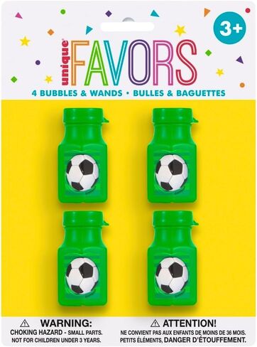 3D Green Soccer Mini Bubble Bottles (5.25") 4 Count - Fun Party Favors for Kids, Perfect for Birthdays and Outdoor Activities in Kuwait