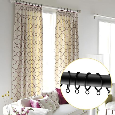 14 Pack Curtain Rings with Eyelets Metal Drapery Ring for Curtain Hook Pins (Black,1.4 inch Inner Diameter) in Saudi Arabia