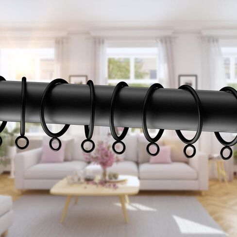 14 Pack Curtain Rings with Eyelets Metal Drapery Ring for Curtain Hook Pins (Black,1.4 inch Inner Diameter) in Saudi Arabia